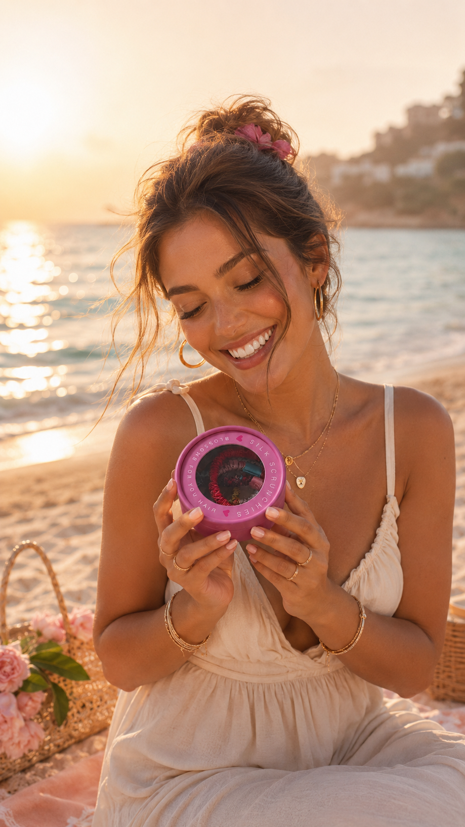 Summer glow box – 5 Seiden-Scrunchies in der Premium-Box