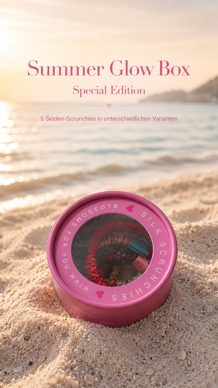 Summer glow box – 5 Seiden-Scrunchies in der Premium-Box